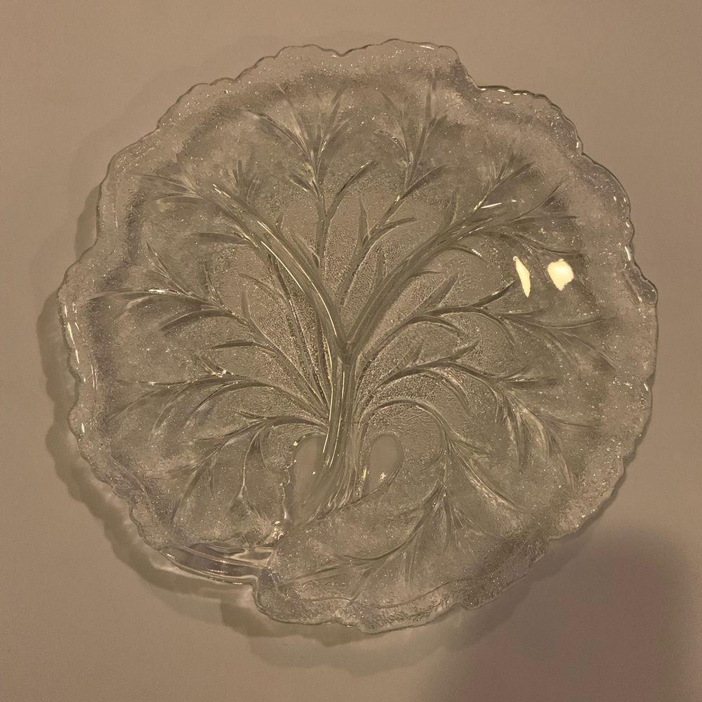 Vintage Indiana Glass Tree Of Life 3 Part Divided Serving Plate 10”